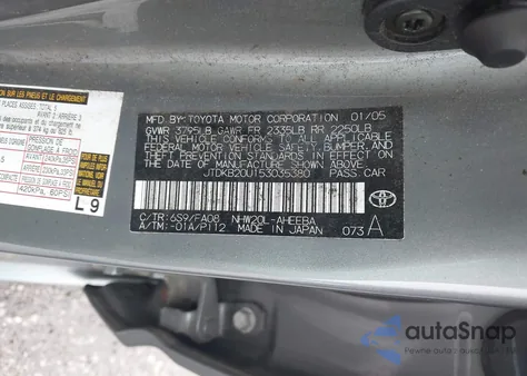 2005 Toyota Prius from USA, damaged, VIN JTDKB20U153035380